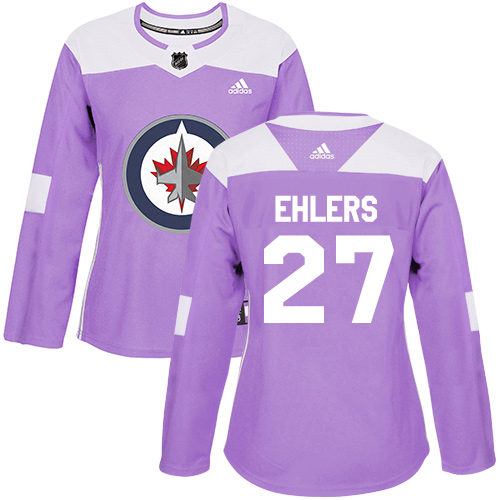 Adidas Jets #27 Nikolaj Ehlers Purple Authentic Fights Cancer Women's Stitched NHL Jersey